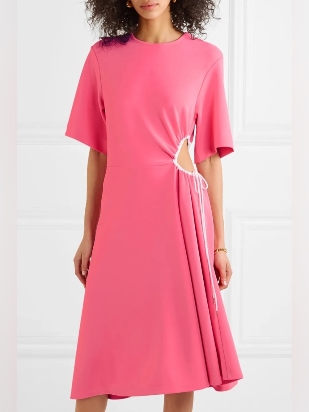See by Chloé Cut Out Asymmetrical Pink Midi Dress - Picture 3 of 14